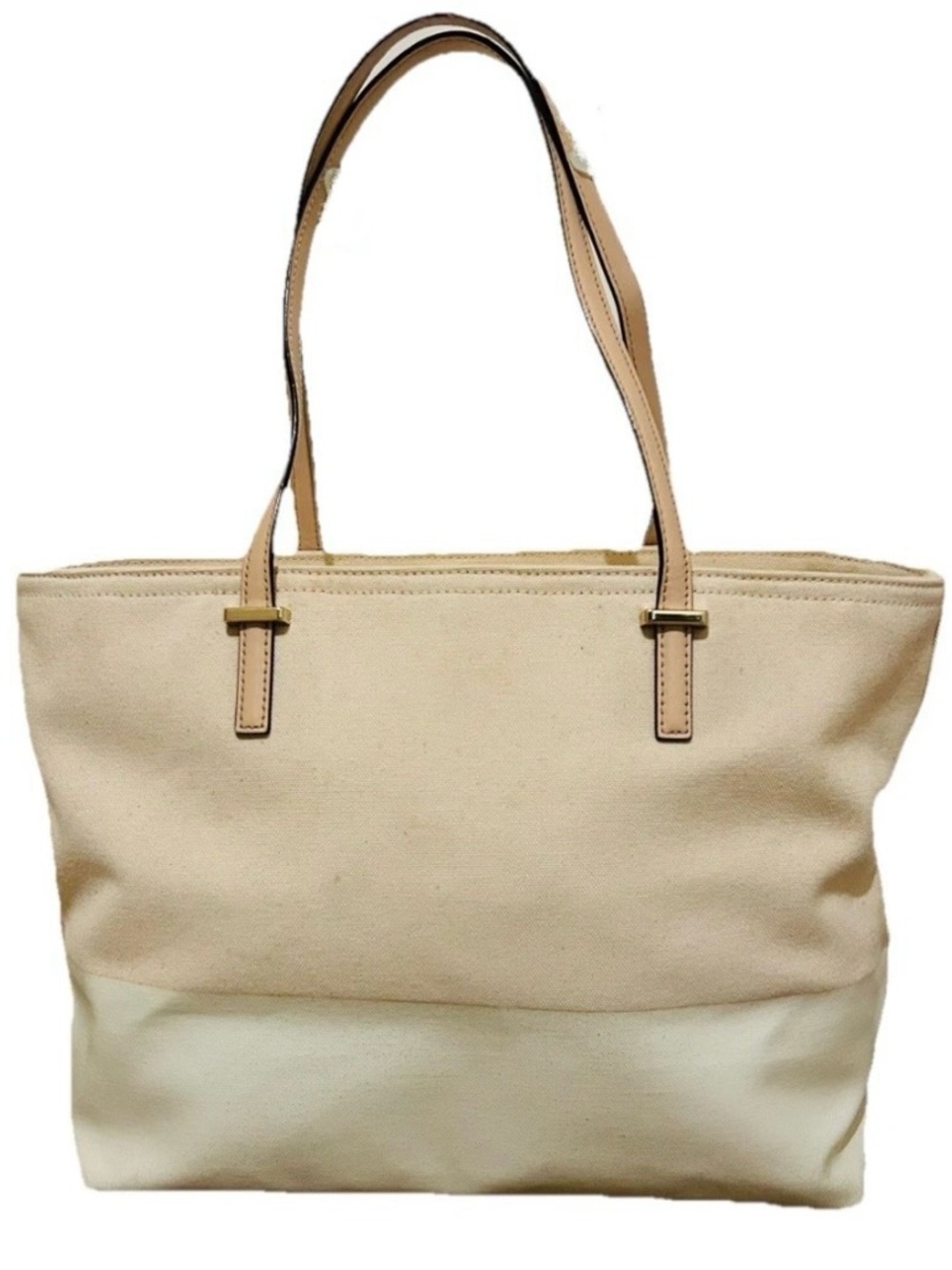 Kate Spade Remmi Ash Street Tote – Pink & White Canvas with Leather Straps - Picture 2 of 8